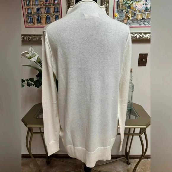 BANANA REPUBLIC CASHMERE BLEND ITALIAN WOOL - CLASSIC TUNIC CREAM SWEATER SZ MED - Picture 7 of 10